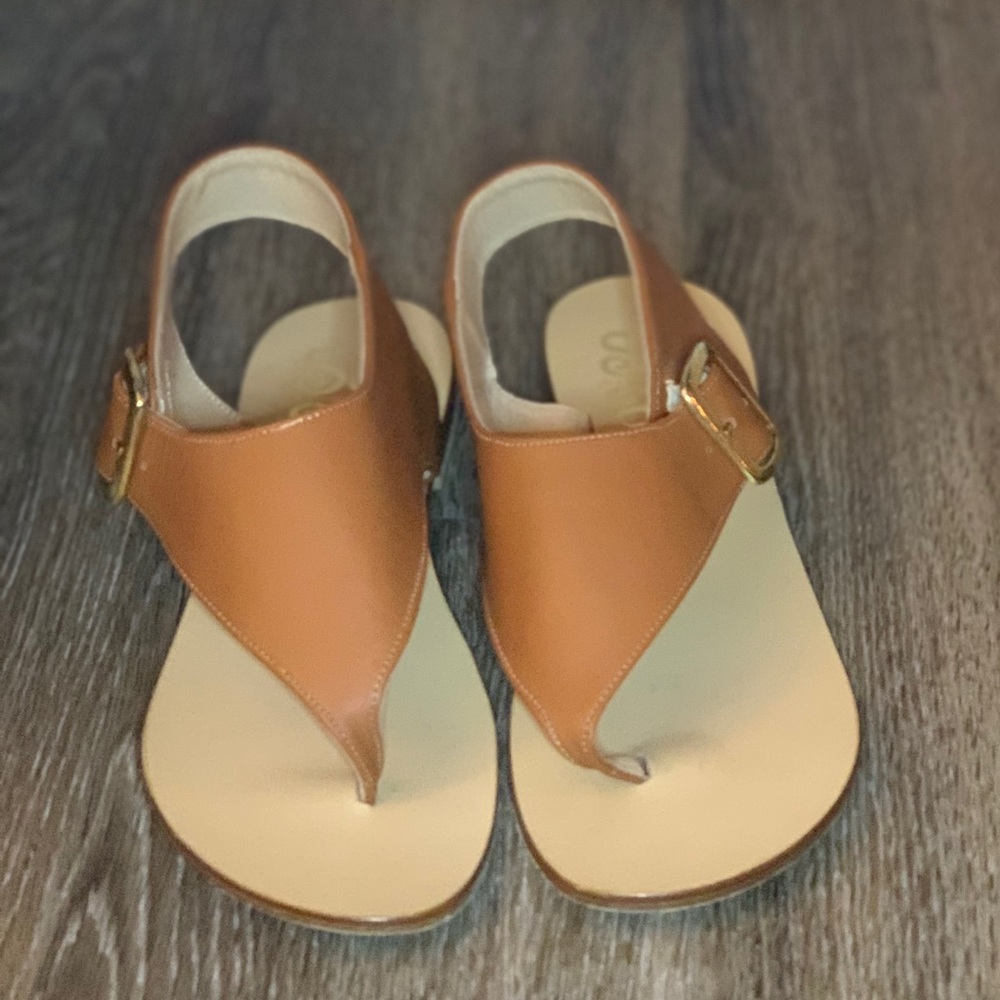 SianoviaRoma Positano Italian Leather Caramel Brown Leather Sandals Gold Buckle - Picture 5 of 9